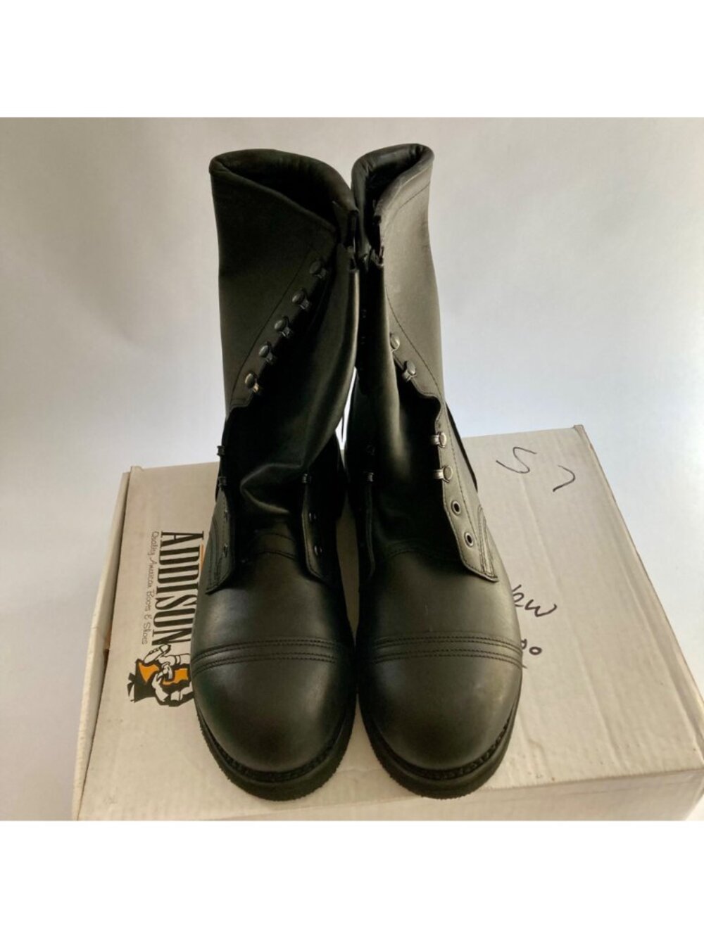 Addison Men's Steel Toe Safety Non-Spark Combat Boot Size 10W Black Leather NEW - Picture 3 of 8